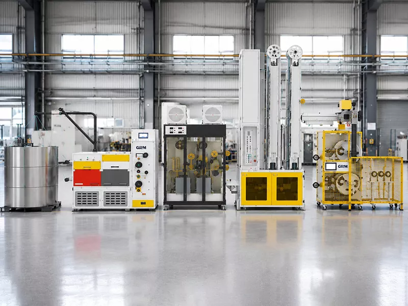 Round wire take-up and winding system for PV ribbon
